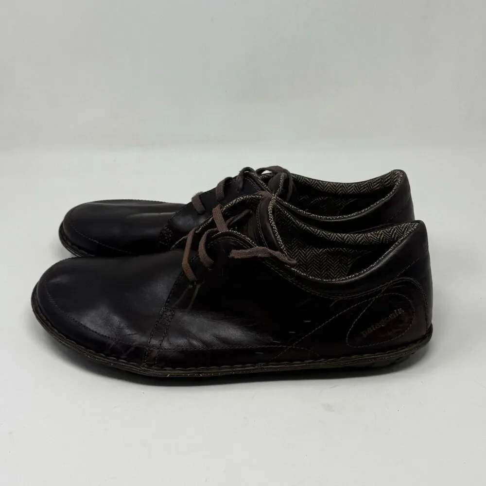 Patagonia Loulu Shoes Mens 14 Brown Leather Outdoor Walking Minimalist Lace Up